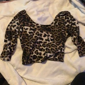 Leopard crop top cross back